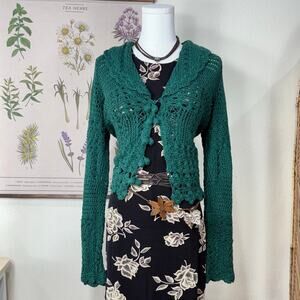 Y2k Crochet Cardigan Sweater Forest Fairy Whimsigoth Cottage Grandma Mori Kei M